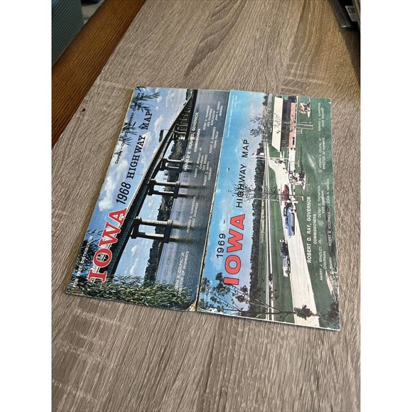 Vintage Iowa Highway Road Map Lot Of 2 1968 & 1969 Retro Travel US State Maps - Picture 2 of 11